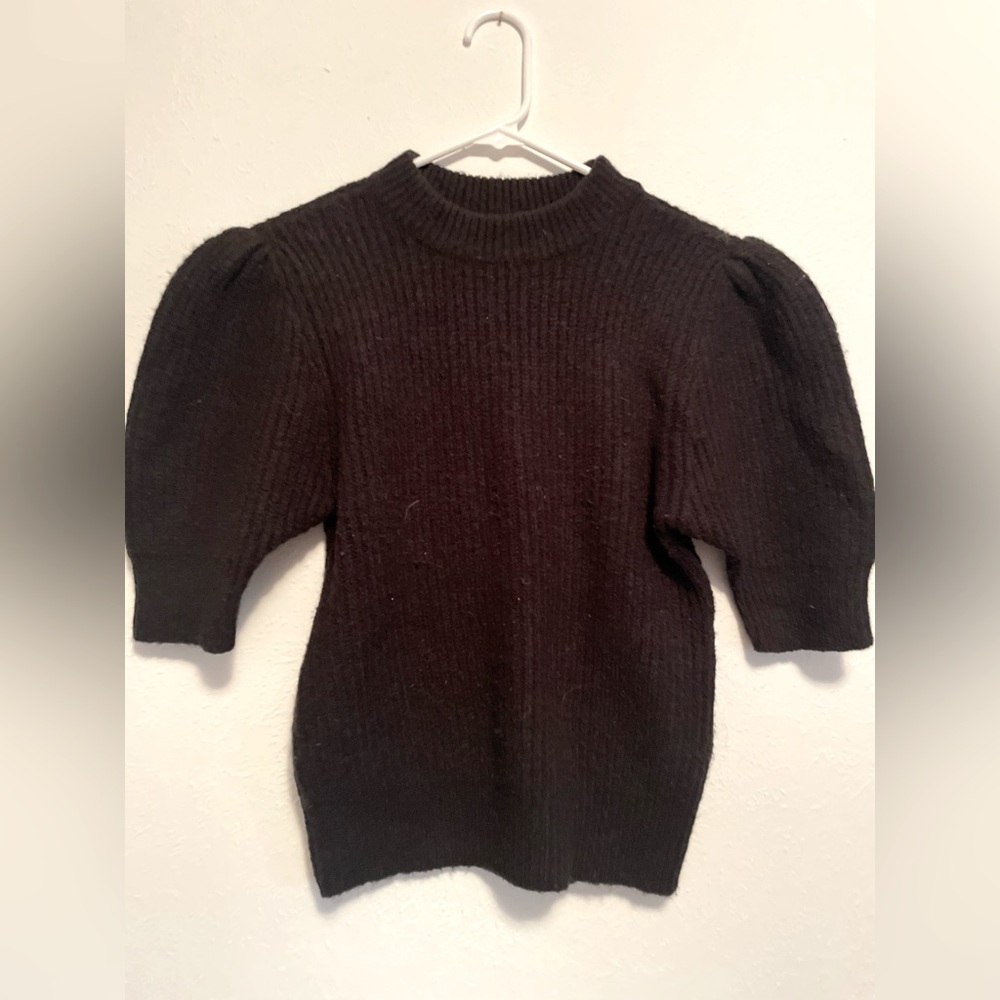 RD Style Black Puff Sleeve Women's Sweater